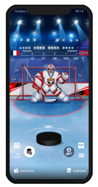 Jeu Hockey Shootout d'Evoplay version Mobile
