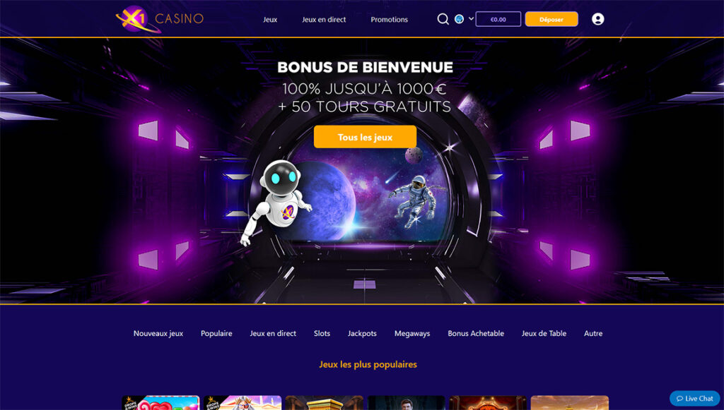 Page d'accueil X1 Casino