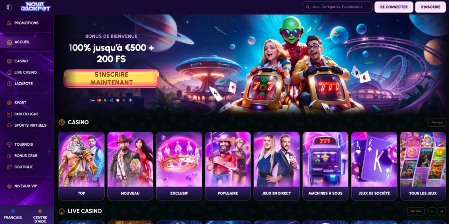 Nova Jackpot Casino Page d'accueil