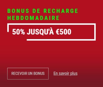 Visuel bonus de recharge hebdo sport Casinado Casino