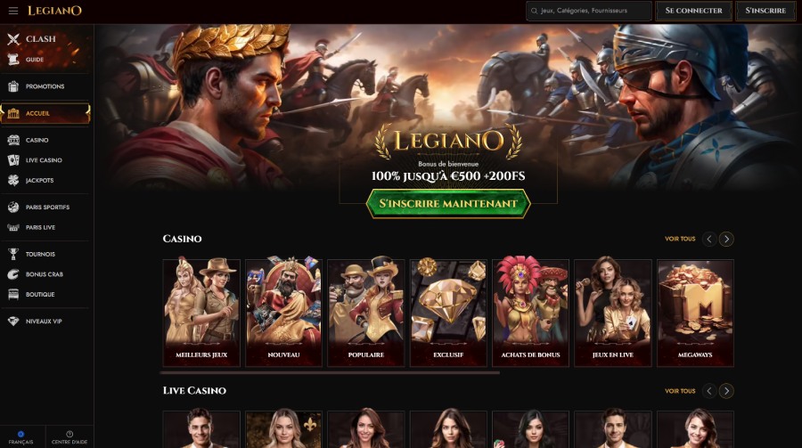 Legiano Casino page d'accueil