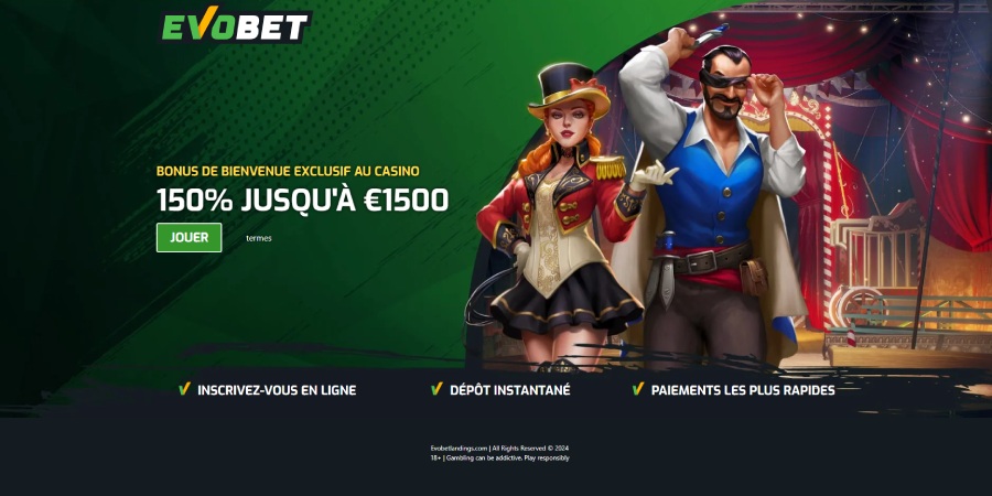 Page d'accueil Evobet Casino