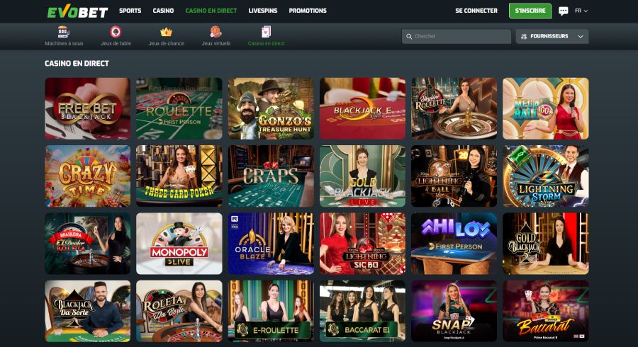 Casino en direct Evobet Casino