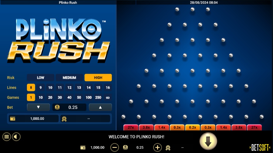 Mini jeux Plinko Rush de Betsoft