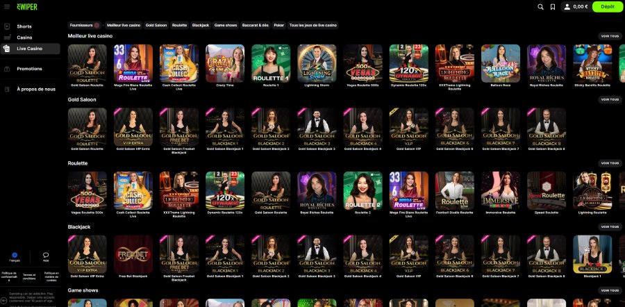 Live Casino Swiper Casino