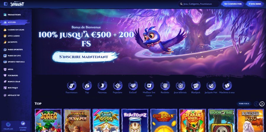 Page d'accueil du casino en ligne Spinight