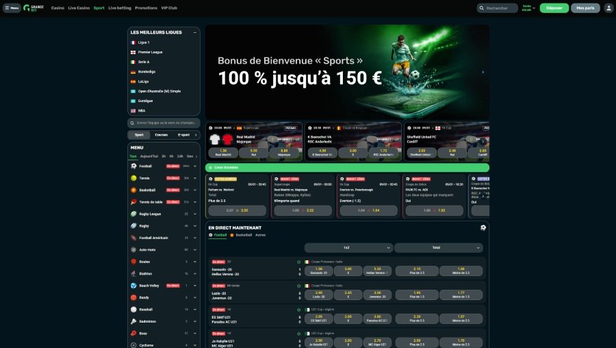 Grandz Bet Casino section sports